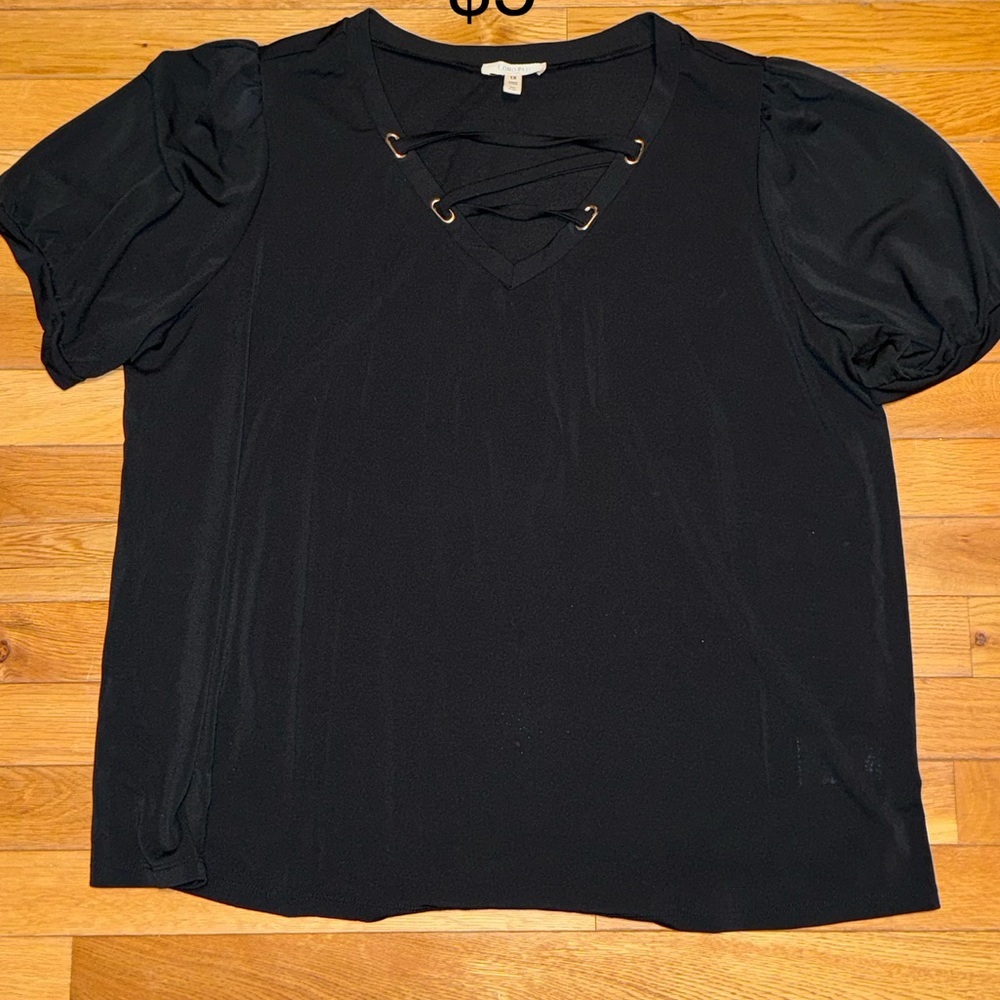 Cato Black Puff Sleeve Blouse